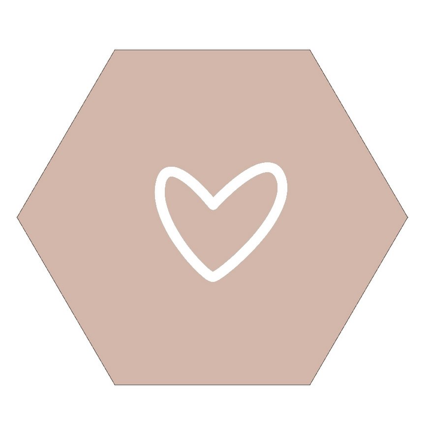 Wall hexagon heart old rose