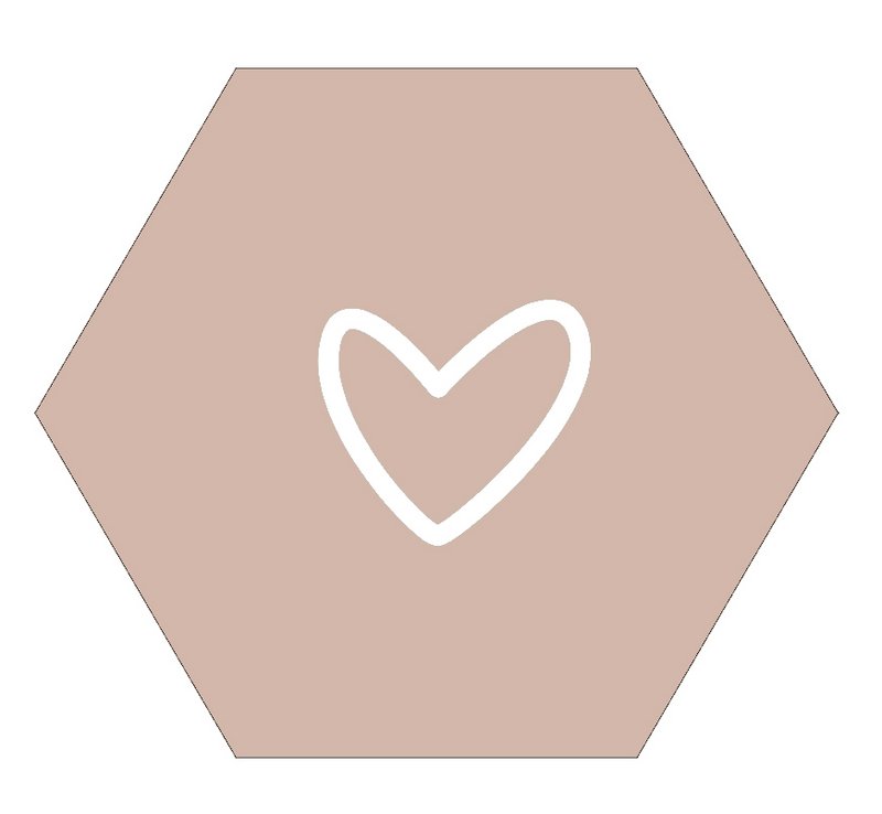 Wall hexagon heart old rose