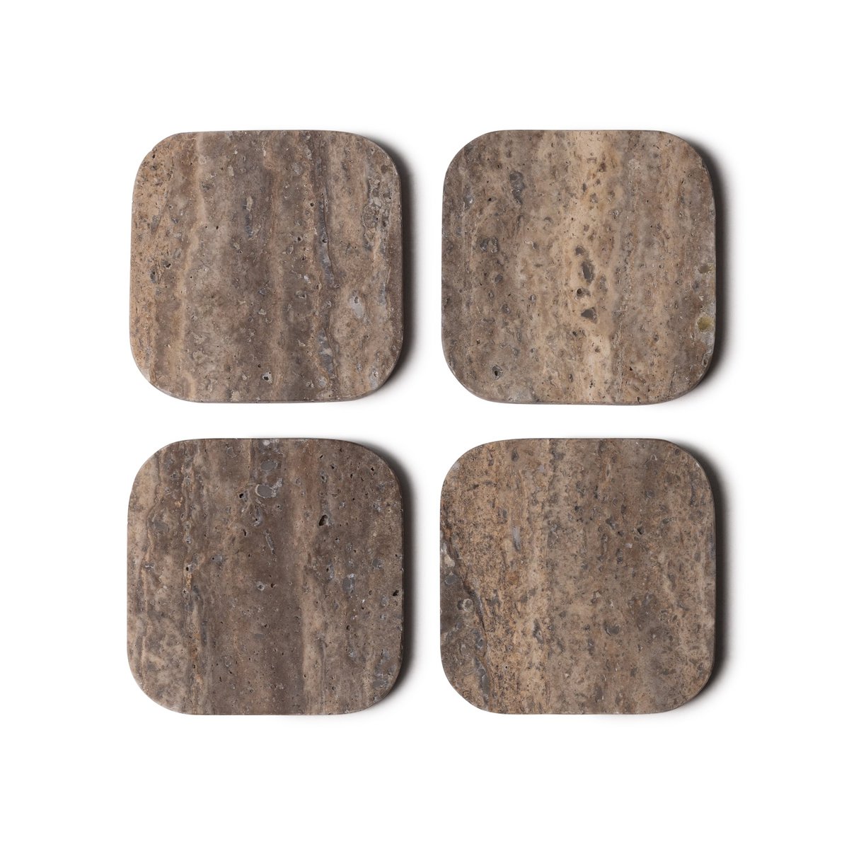 Sottobicchiere in travertino di titanio - organico - set di 4 pezzi - 10x10x1 cm