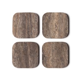 Titanium travertin coaster - økologisk - sæt med 4 stykker - 10x10x1cm