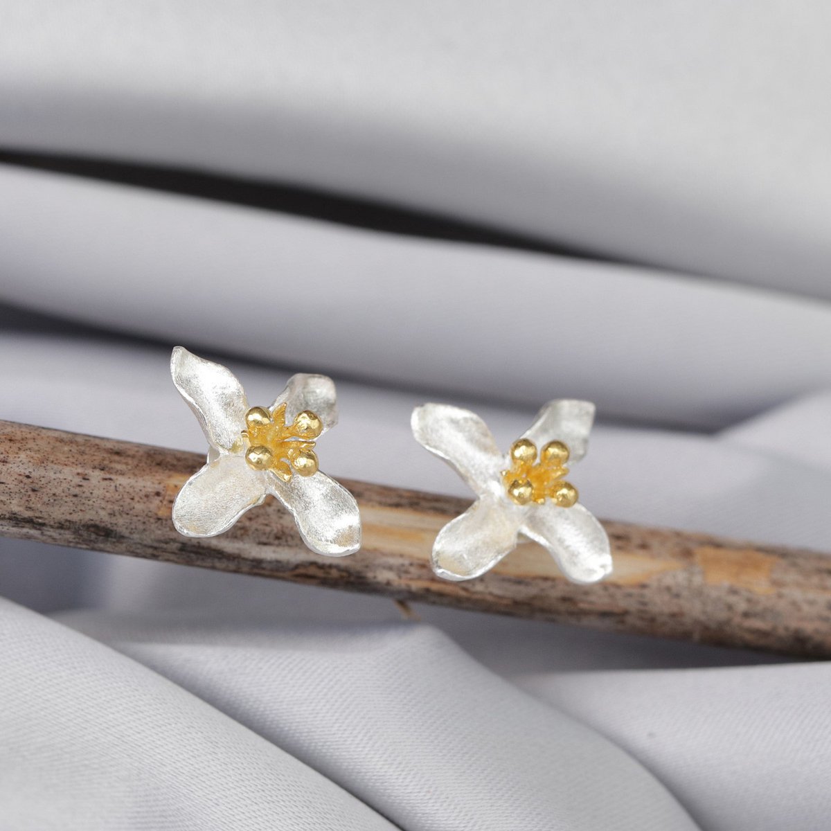 Leliebloem oorknopjes - 925 sterling zilveren oorknopjes - OHR925-41
