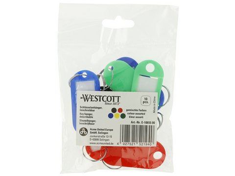 Sleutelhanger Westcott ass. 10st. in polybag. Met verwisselbaar etiket.