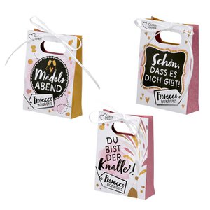 Geschenktassen met snoepjes Prosecco 3-site. Wit, PU 24