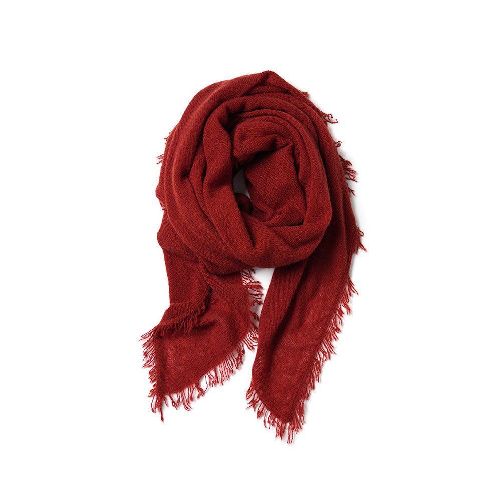 FRINGE - 100% Cashmere Light -vægtet diamantformet tørklæde med frynse