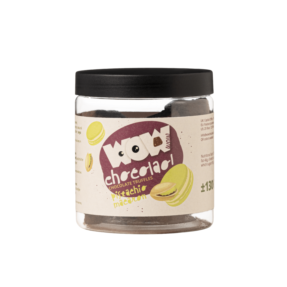 Pistazien-Macaron-Schokoladen-Trüffel-Geschenkglas 130 g | Pistazien-Luxusschokolade