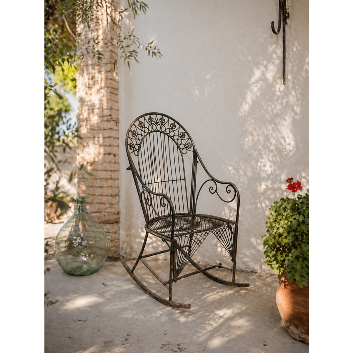English green iron rocking chair 78.5x56x112 H cm