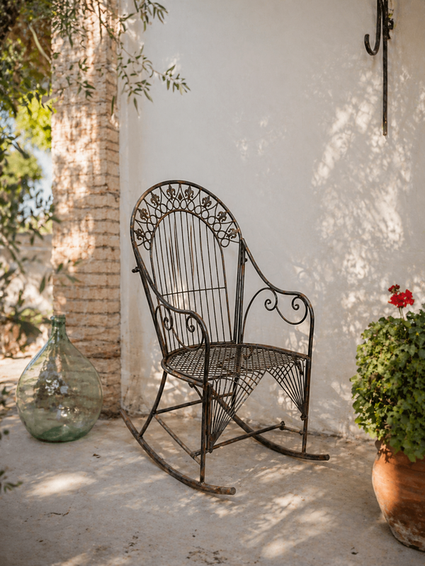 English green iron rocking chair 78.5x56x112 H cm