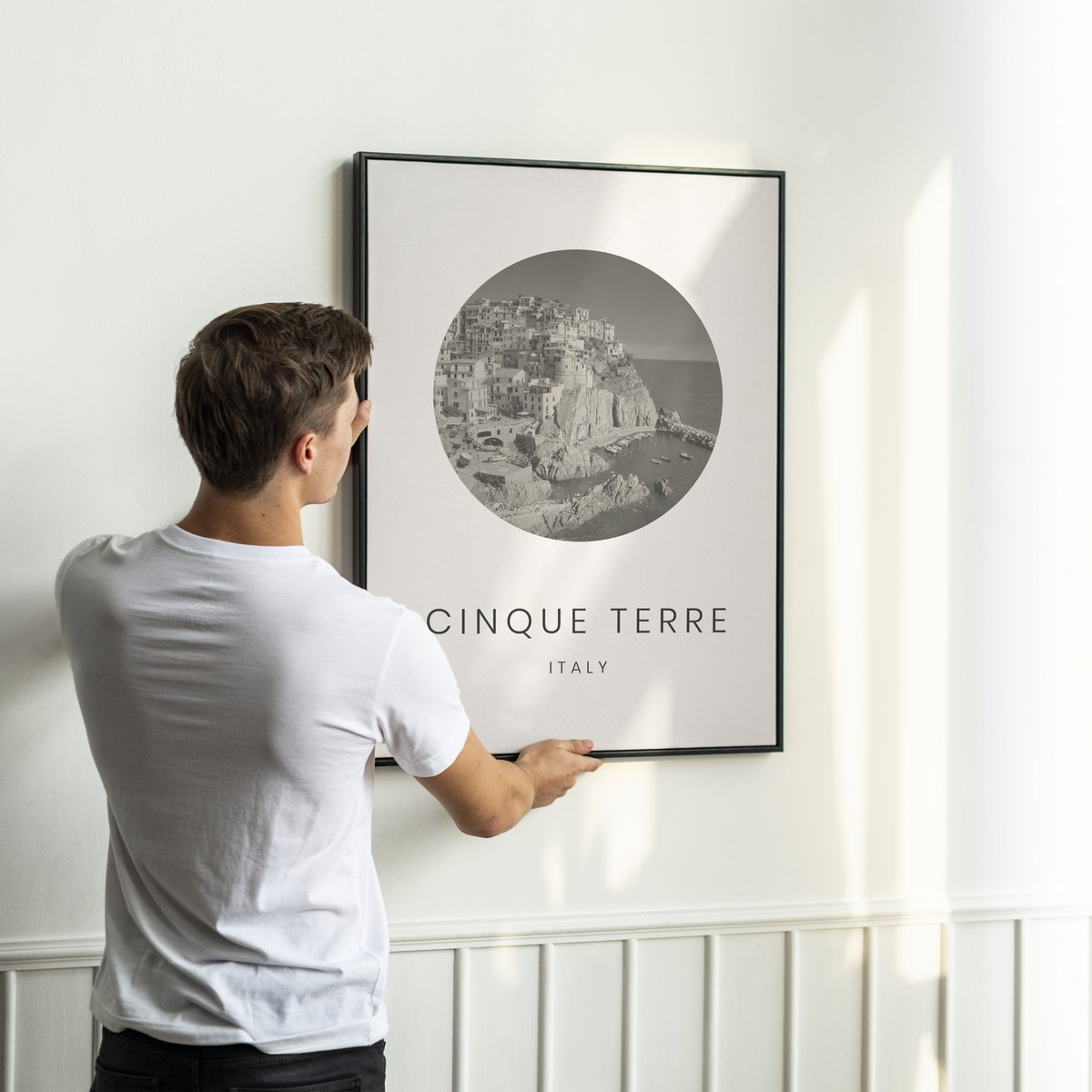 Cinque Terre, Italia - Decorazione minimalista di arte della parete del turismo di viaggio