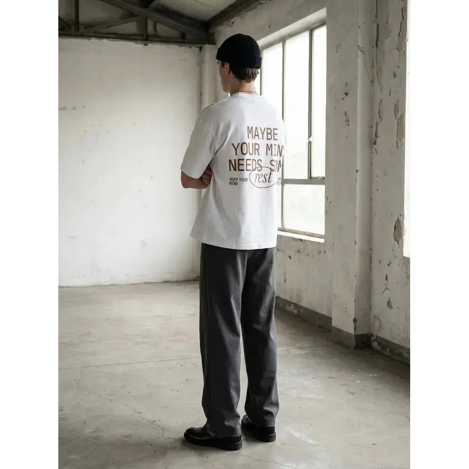T-Shirt Bianca Rest Boxy Fit 100% Cotone | Horda Brand