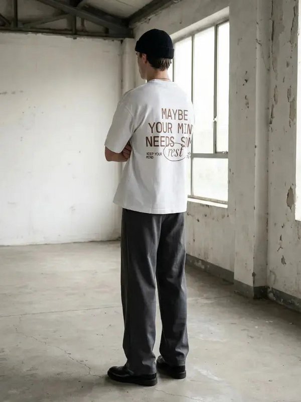 T-Shirt Bianca Rest Boxy Fit 100% Cotone | Horda Brand