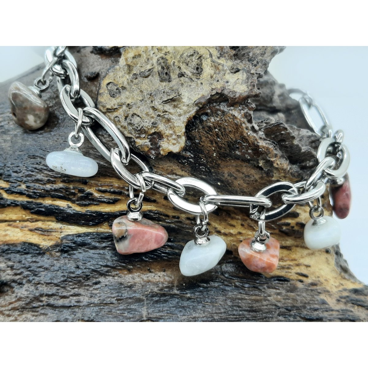 #90 Edelstenen schakel armband 