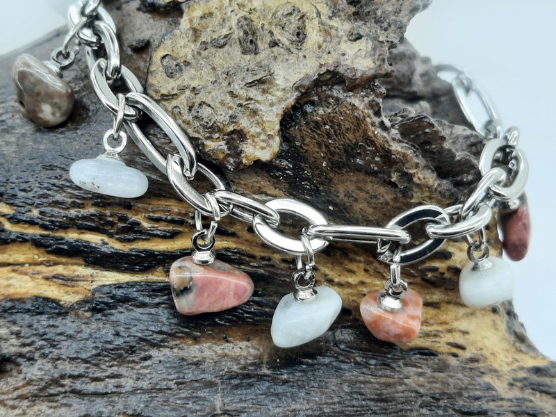 #90 Edelstenen schakel armband 
