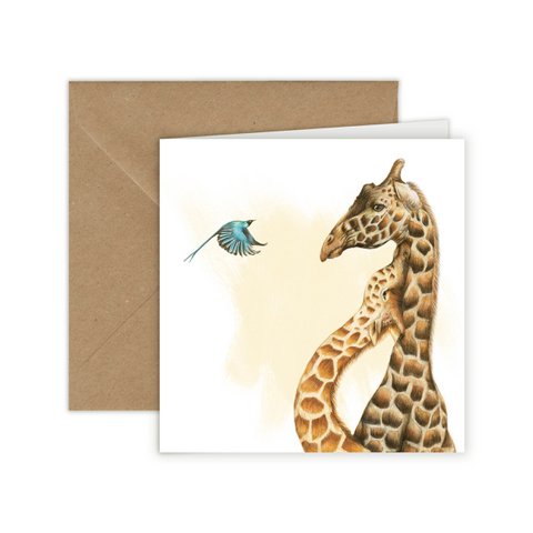Giraffes In Love - Greeting Card, 13 x 13 cm, Birds, Cards