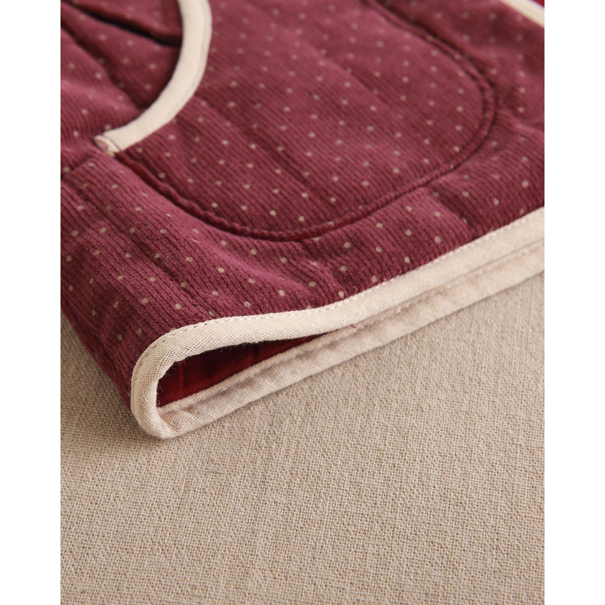 Meisjesvest met paarse ruches en beige stippen P73-11604091