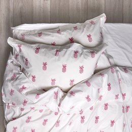 Ananas dynebetræk og pudesæt Hot Pink