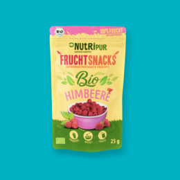 Organic freeze-dried raspberries, 25g pack, natural and healthy snack.