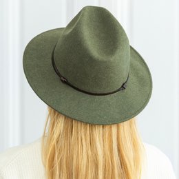 CHAPEAU FEUTRE - lien cuir, bord cousu