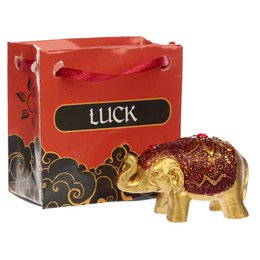 Metallic Glitter Lucky Elephant i en mini-gavepose