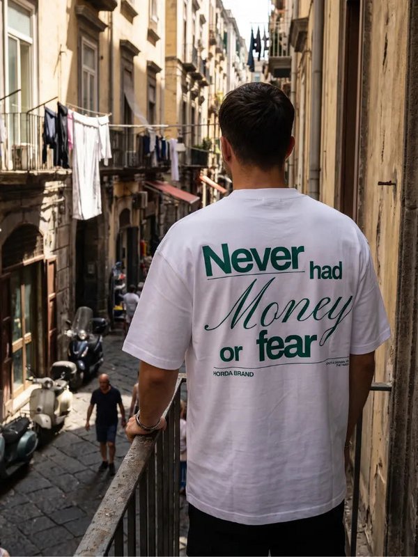 T-Shirt No Money Boxy Fit Oversize 100% Cotone Made in Italy