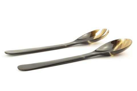 Big cutlery in black and blond horn