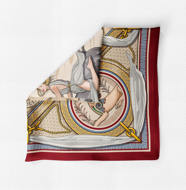 Fular El Rapto de Europa 100% sarga de seda (2 colores) 90*90 cm