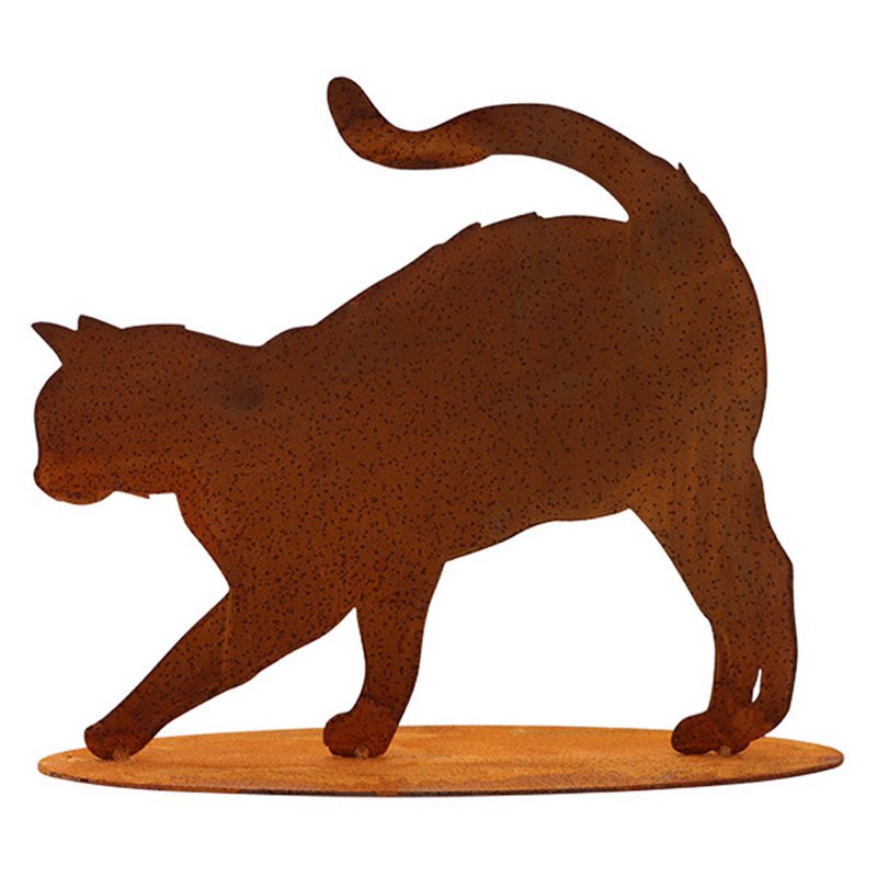 Gatto "Elly" | sulla piastra del pavimento | Figura decorativa in metallo patinato