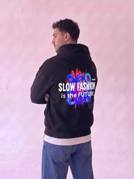 Felpa Slow Fashion Nera 330g Boxy Fit | Horda Made in Italy