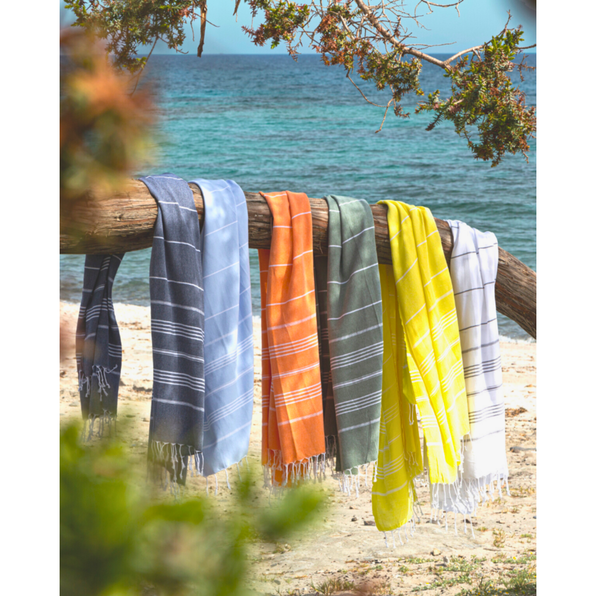 TOWEL TO GO Serviette de plage en coton IPANEMA 180x100 cm | Sans sable | Kaki | avec coffret cadeau