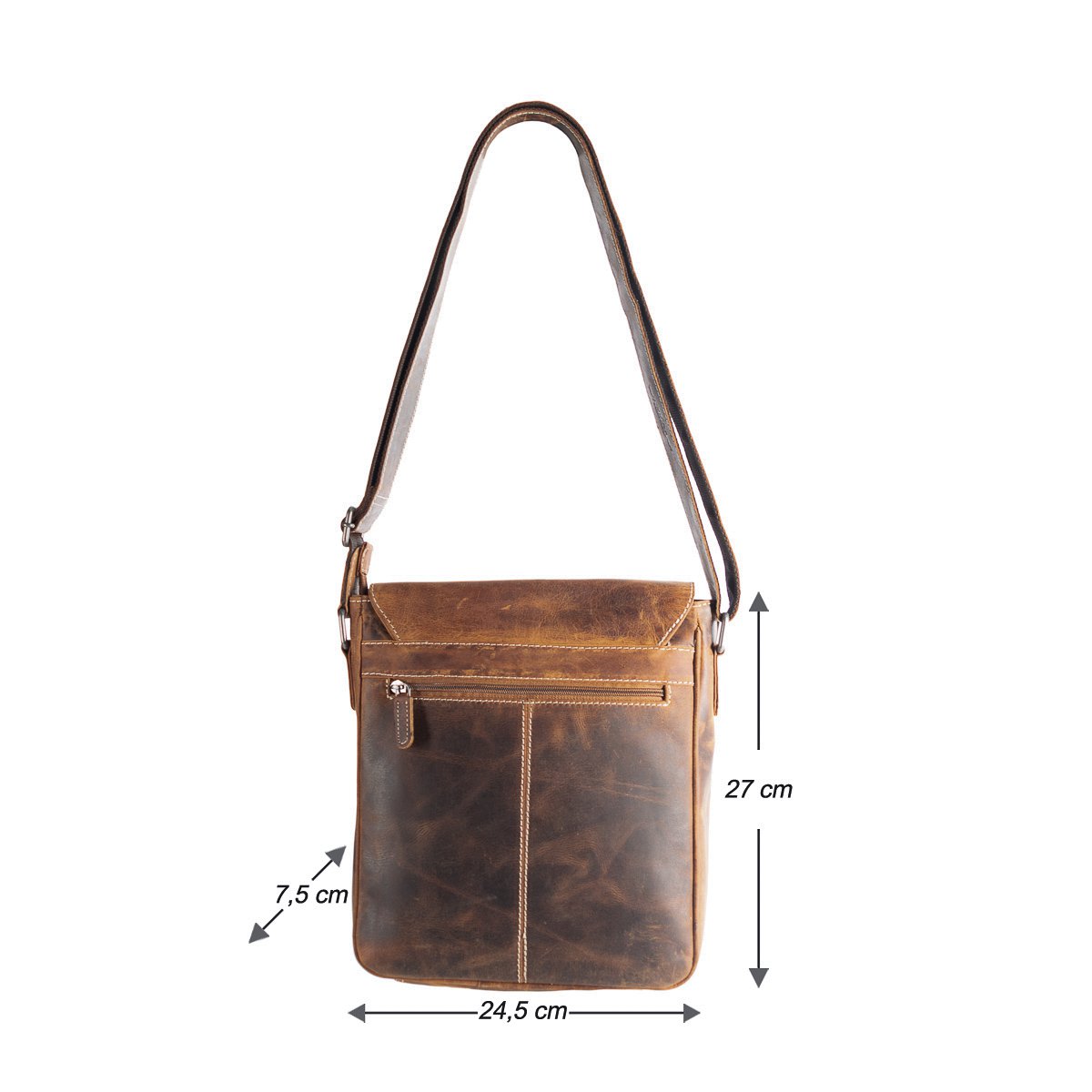 Umhängetasche in 3 Farben Buffalo -Leder mit einem Wickelventil und zwei Magnetverschlüssen - Crossbody -Tasche