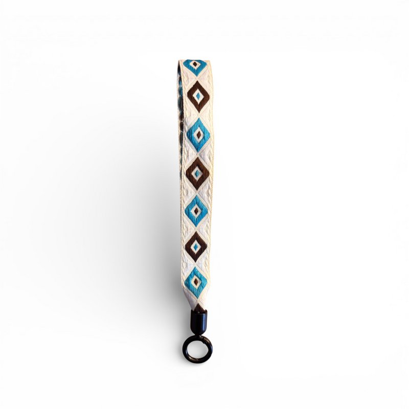 Sleutelhanger - Patroonbandje - Wit-Blauw