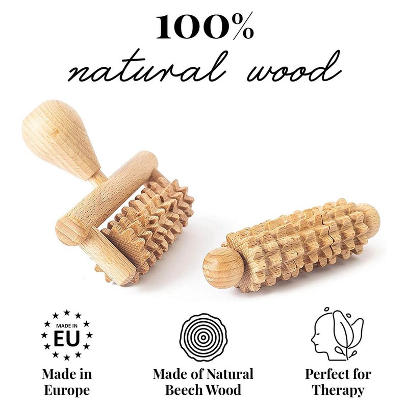 Set di massaggi per il corpo in legno Derma Roller per viso collo braccio mano