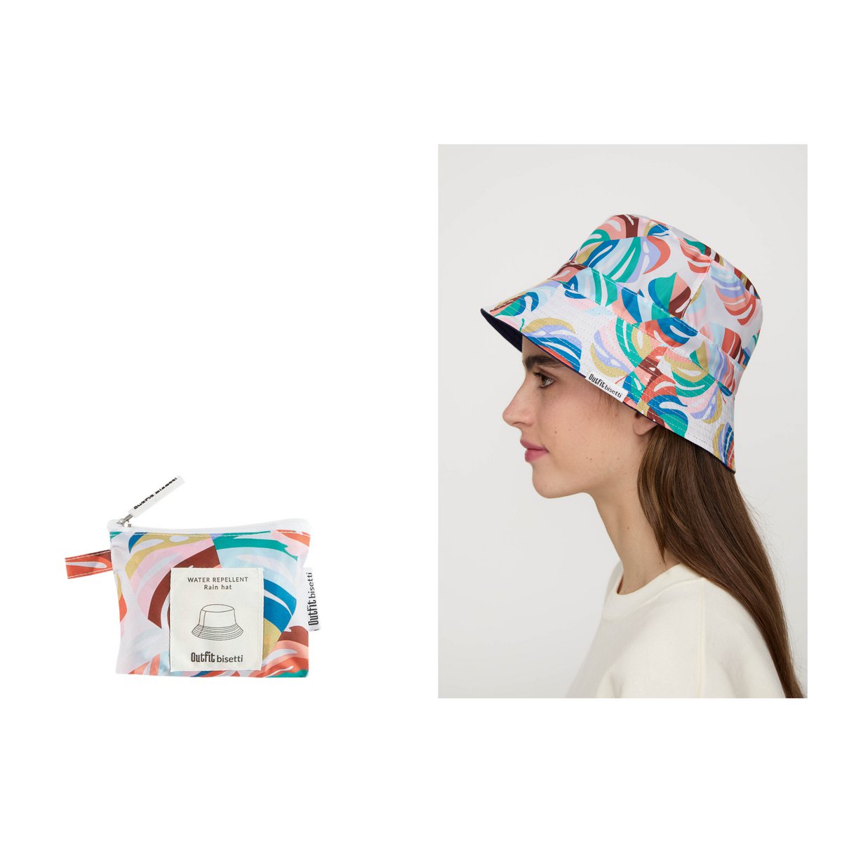 Chapeau pliable imperméable "Tropical" | Recyclé et recyclable | Tenue Météo Bisetti