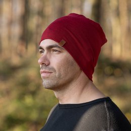 Men's Merino Beanie Hat Royal Cherry