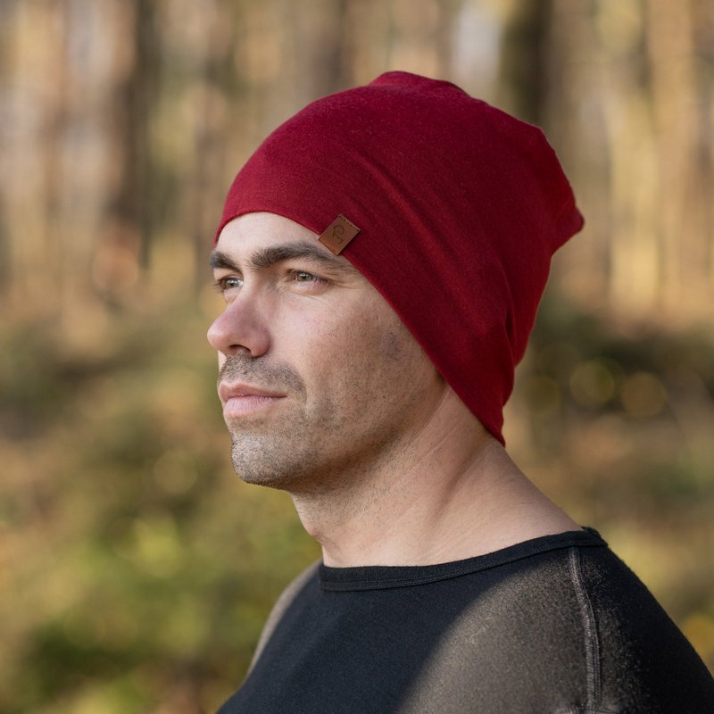 Men's Merino Beanie Hat Royal Cherry