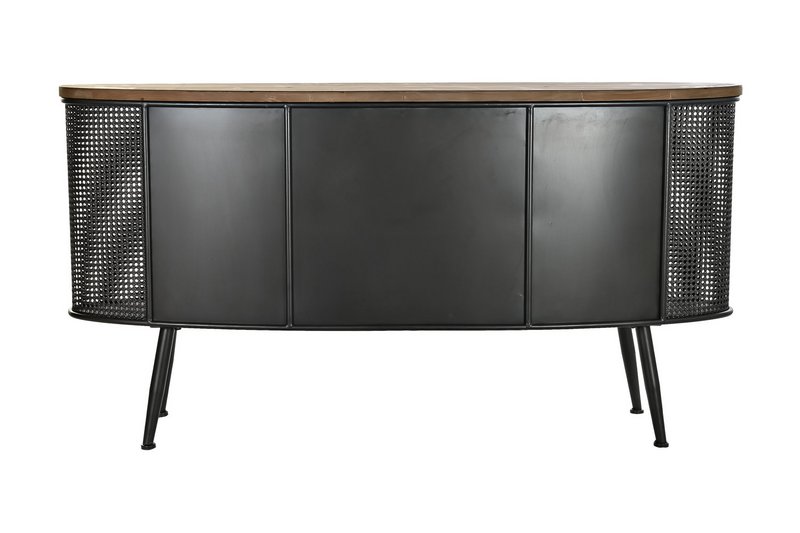 BUFFET SAPIN MÉTAL 145,5X45X76 NOIR PORTE-BOUTEILLES MB200586