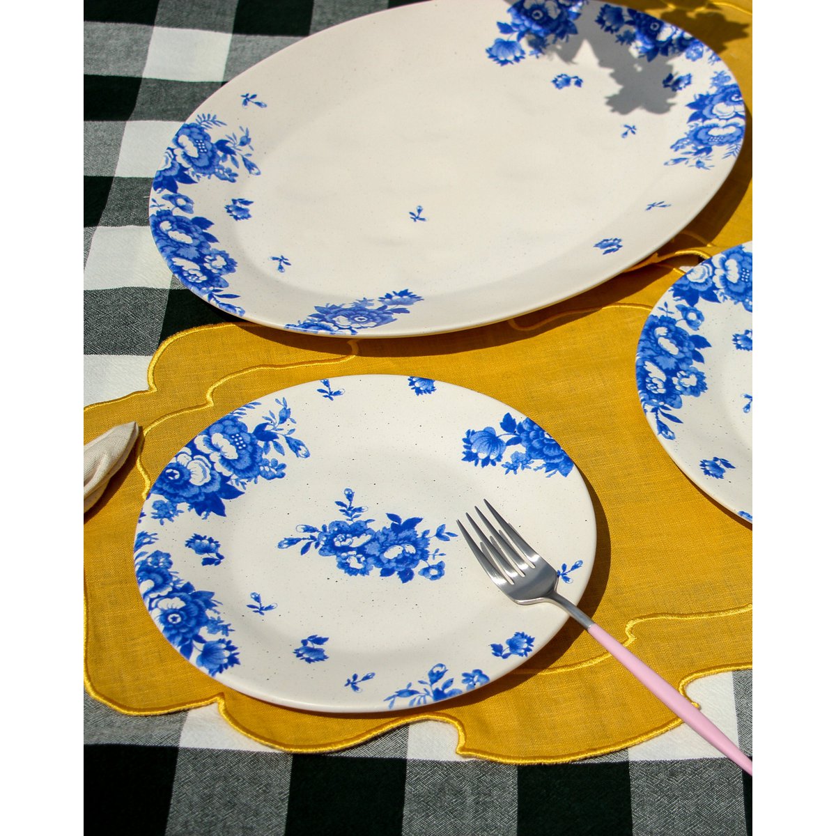 Dessertplade vintage blomster blå