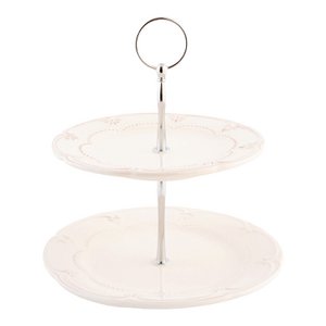 Etagère 2 Lugs 23 cm Beige Ceramic Roosjes Cake Plateau
