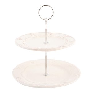 Etagère 2 Lugs 23 cm Beige Ceramic Roosjes Cake Plateau