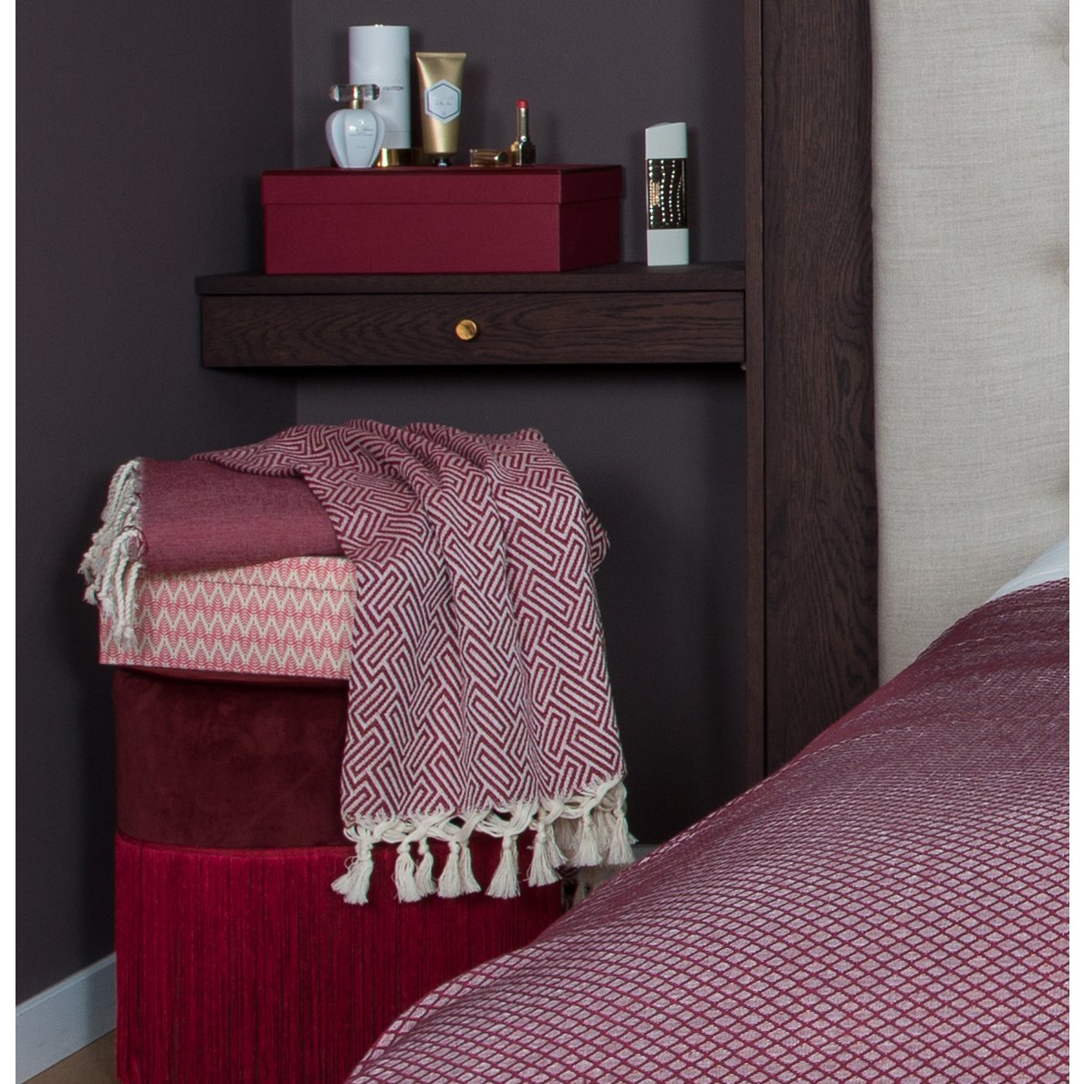 Plaid Throw Athene - Dark Red - 150x250cm