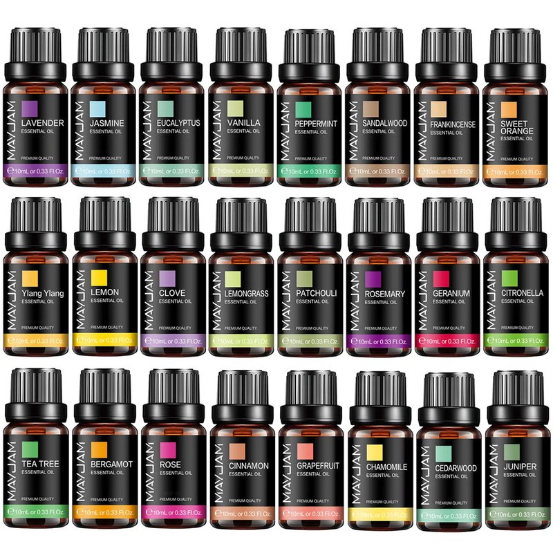 MAYJAM 10ML Lavender Lemongrass Jasmine Vanilla Eucalyptus Rose Lemon Essential Oil For Humidifier Diffuser Candle Making
