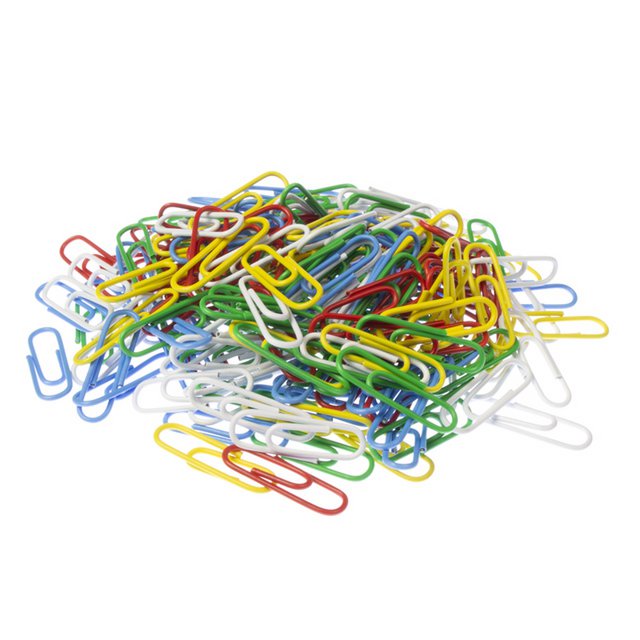Paper clips Kangaro 25 mm in box around 200 pieces, assorted colours