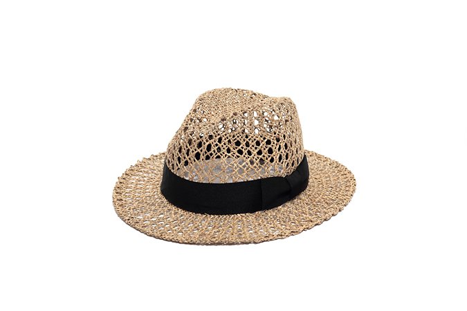 Cappello Fedora in paglia all'uncinetto