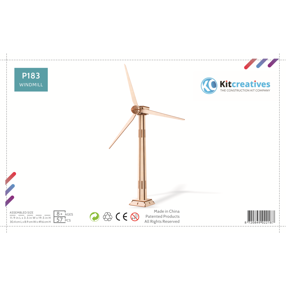 Building kit 3D Puzzle Wind turbine - wood