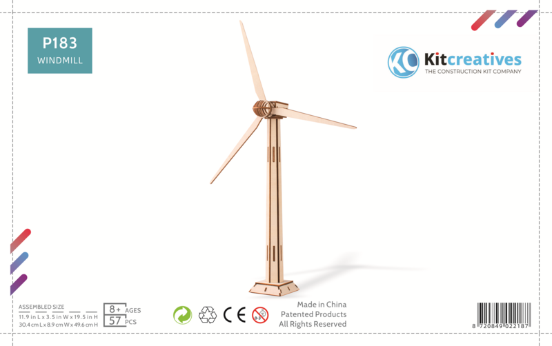 Building kit 3D Puzzle Wind turbine - wood