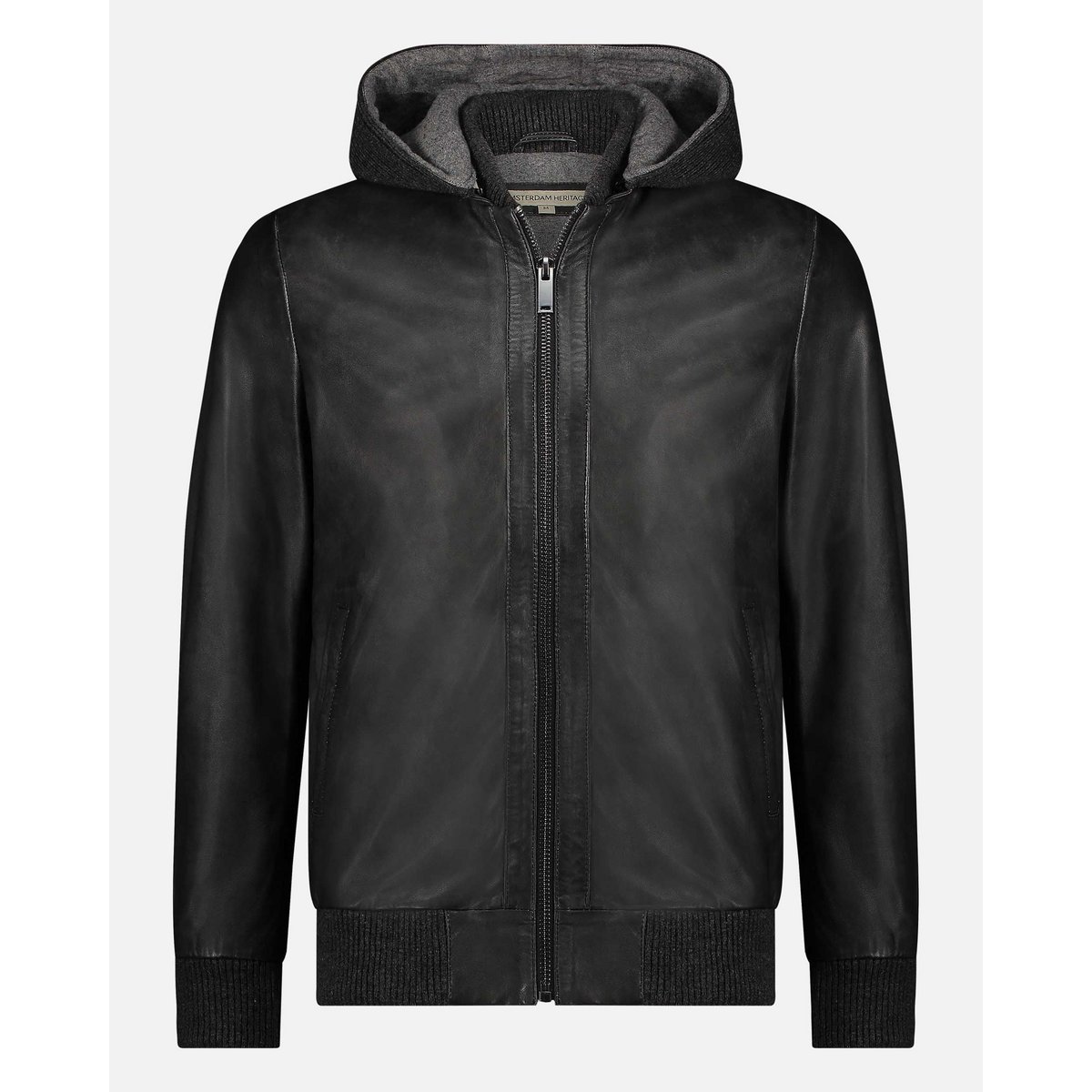 York │ Leder Moto Jacke mit Hoodie
