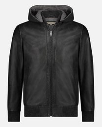 York │ Chaqueta de moto de cuero con sudadera con capucha