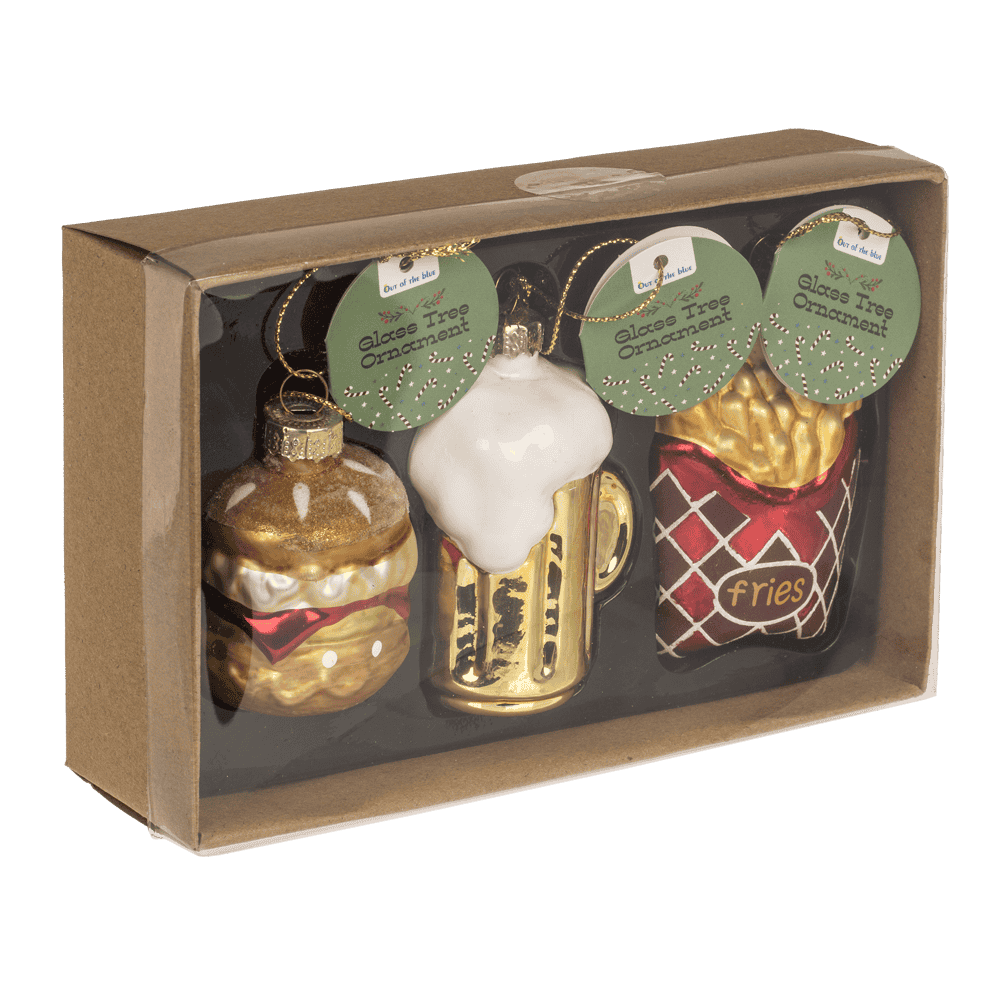 Baumschmuck aus Glas, Fast Food, 3er-Set, Burger