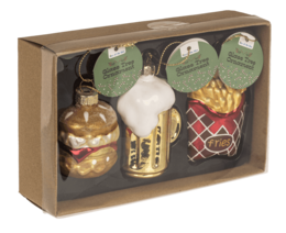 Baumschmuck aus Glas, Fast Food, 3er-Set, Burger