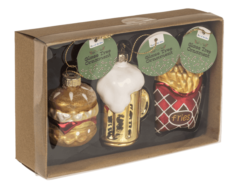 Baumschmuck aus Glas, Fast Food, 3er-Set, Burger