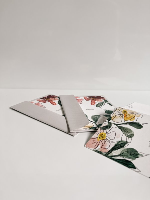 Floral greetings folded card